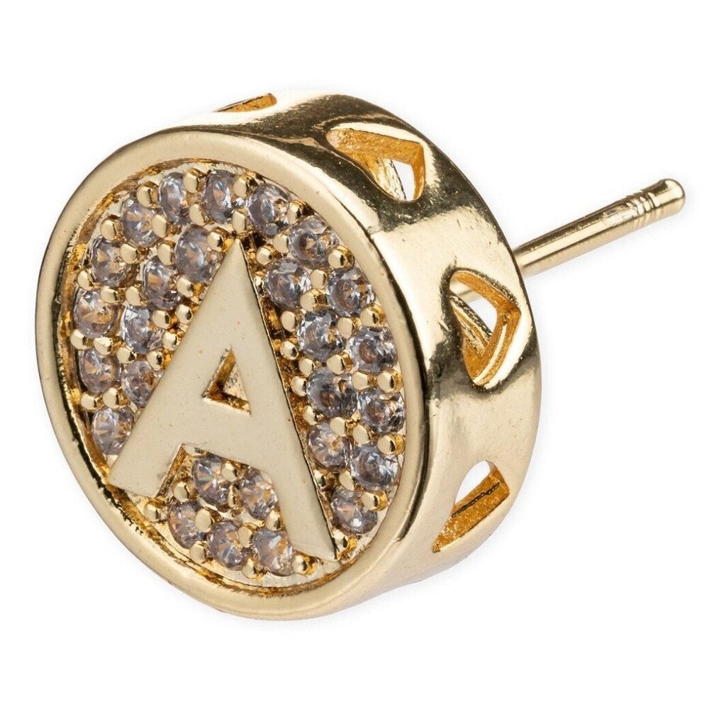 NWT BRACHA INITIAL STUD EARRINGS, GOLD